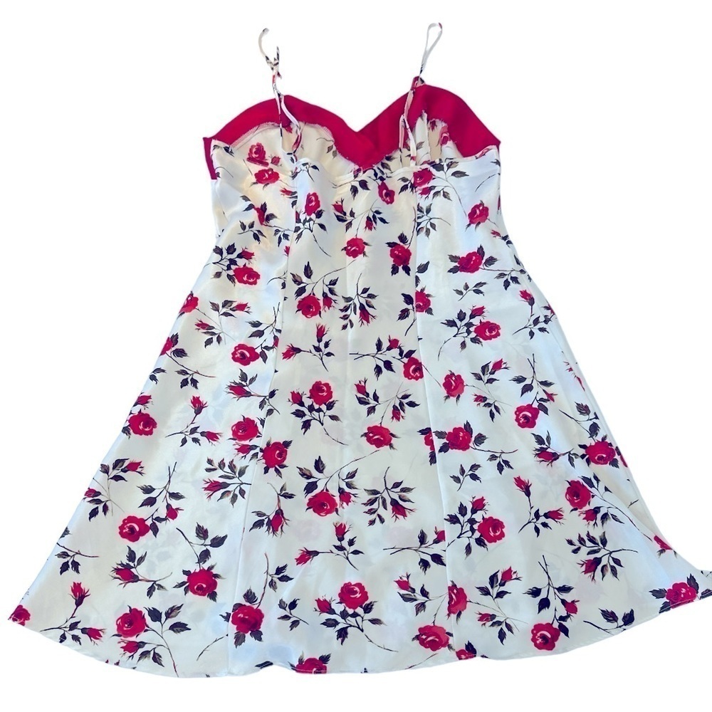 Vintage Y2K Coquette Satin Rose Print Slip Dress - Picture 9 of 12